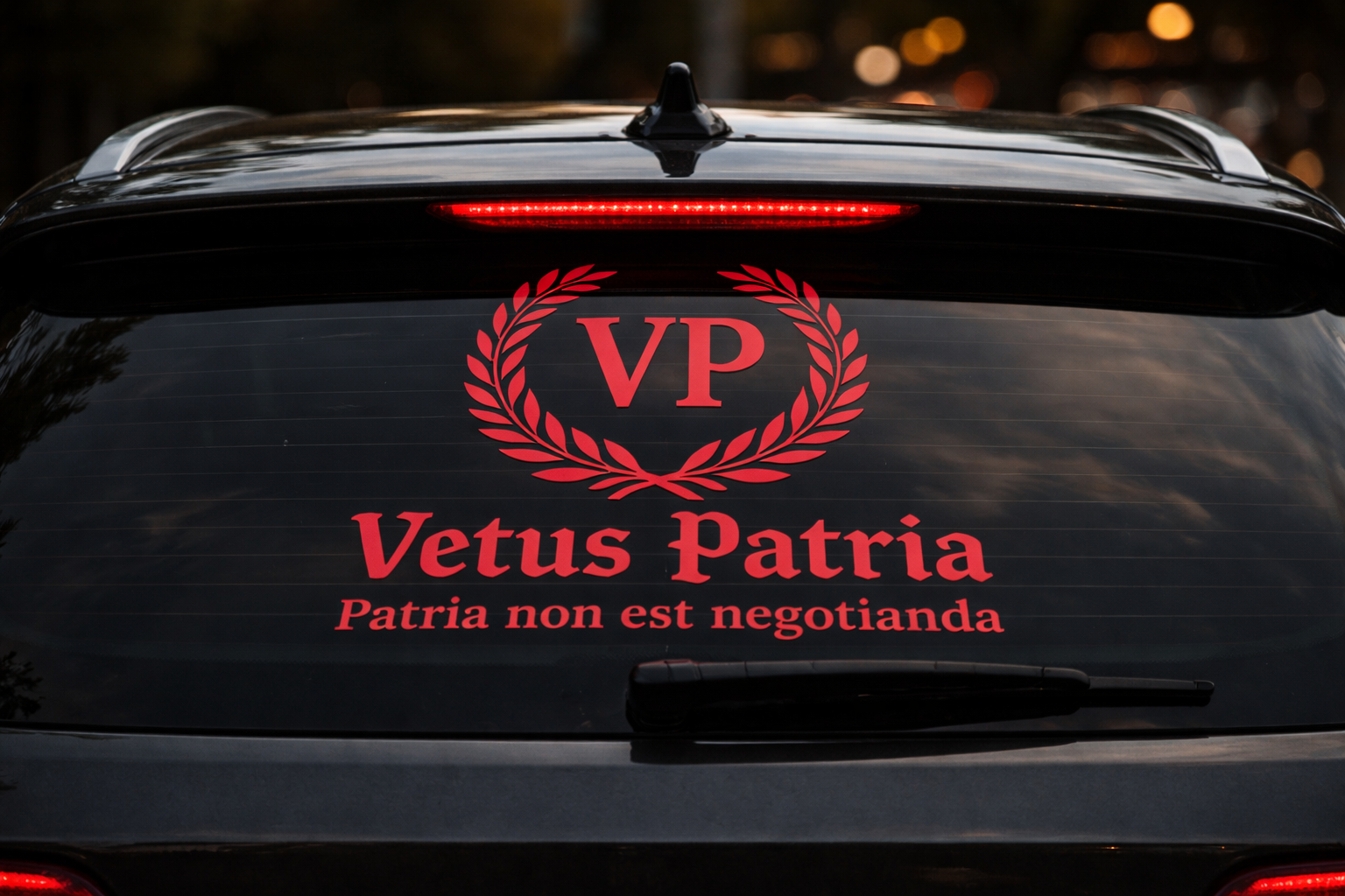 Coming Soon-Heckscheibenaufkleber – VETUS PATRIA